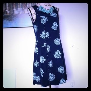 Flower dress navy and aqua blue flowers
